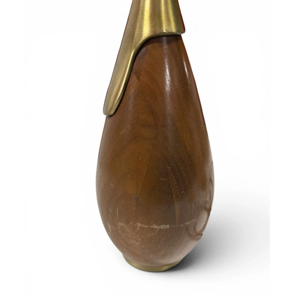 Tony Paul Sculpted Brass & Walnut Table Lamp for Westwood Industries